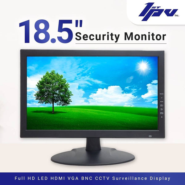 1stPV 18.5" Professional Security Monitor HDMI VGA & BNC Input Audio Video Display Computer PC Monitor w/Speaker for CCTV DVR Office & Home Security Camera System Surveillance Optional Wall Mount