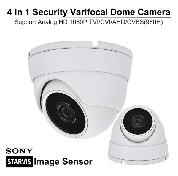 [1PV-2812TVDW] 1stPV Security IR Dome Camera 2.8-12mm 2.4MP 1080P HD TVI AHD CVI CVBS Outdoor Indoor