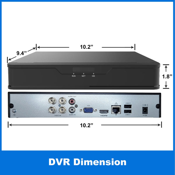 [1PV-NVR04U] 4CH Security System Hybrid HD H.265+/H.264 5in1 NVR, HD-TVI/CVI/AHD/IP, No HDD, 1080P HDMI/VGA Video Out, Phone APPs for Home & Office, Work w/ 5MP Lite Analog & 4MP IP Camera