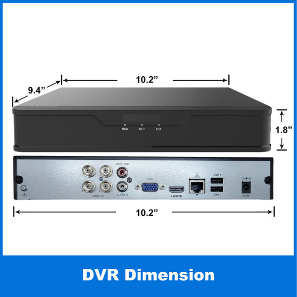 [1PV-UHD04] 4CH Security System Hybrid HD H.265+/H.264 5in1 DVR/NVR, HD-TVI/CVI/AHD/IP, No HDD, 1080P HDMI/VGA Video Out, Phone APPs for Home & Office, Work w/ 5MP Lite Analog & 4MP IP Camera